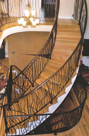 curved iron stair railing